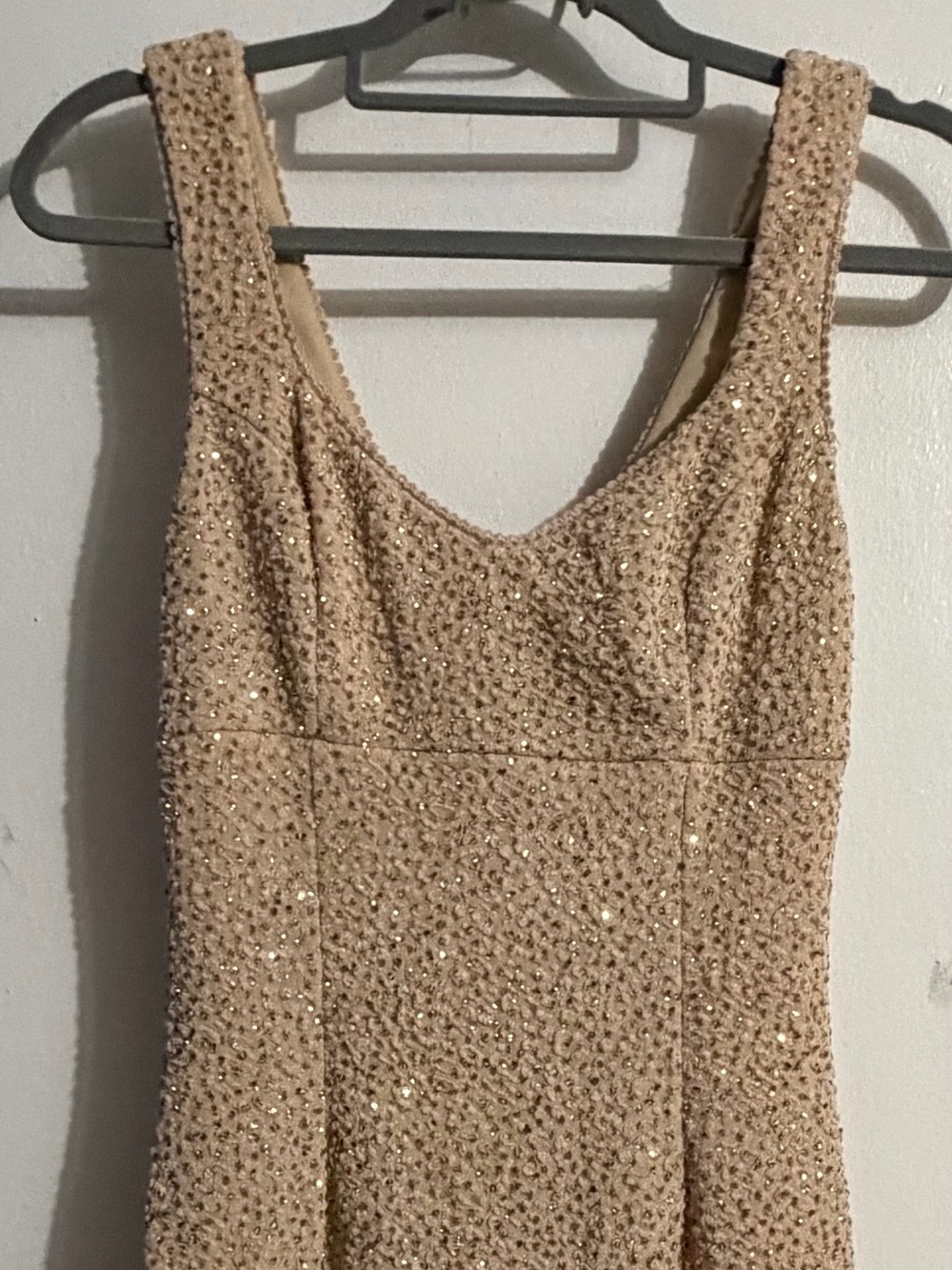 Beaded Champagne Evening Dress - Large Women's Sparkle